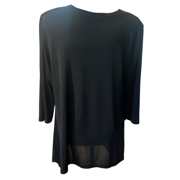 Black 3/4 Sleeve Flowy Tunic Top By Alembicr Size 2 - Picture 3 of 7